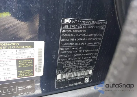 2017 Land Rover Discovery Hse from USA, damaged, VIN SALRRBBK2HA036780